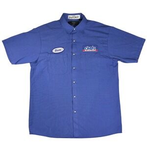 Cintas Mens Blue Work Shirt Short Sleeve "Steve" Patch Button Up Medium